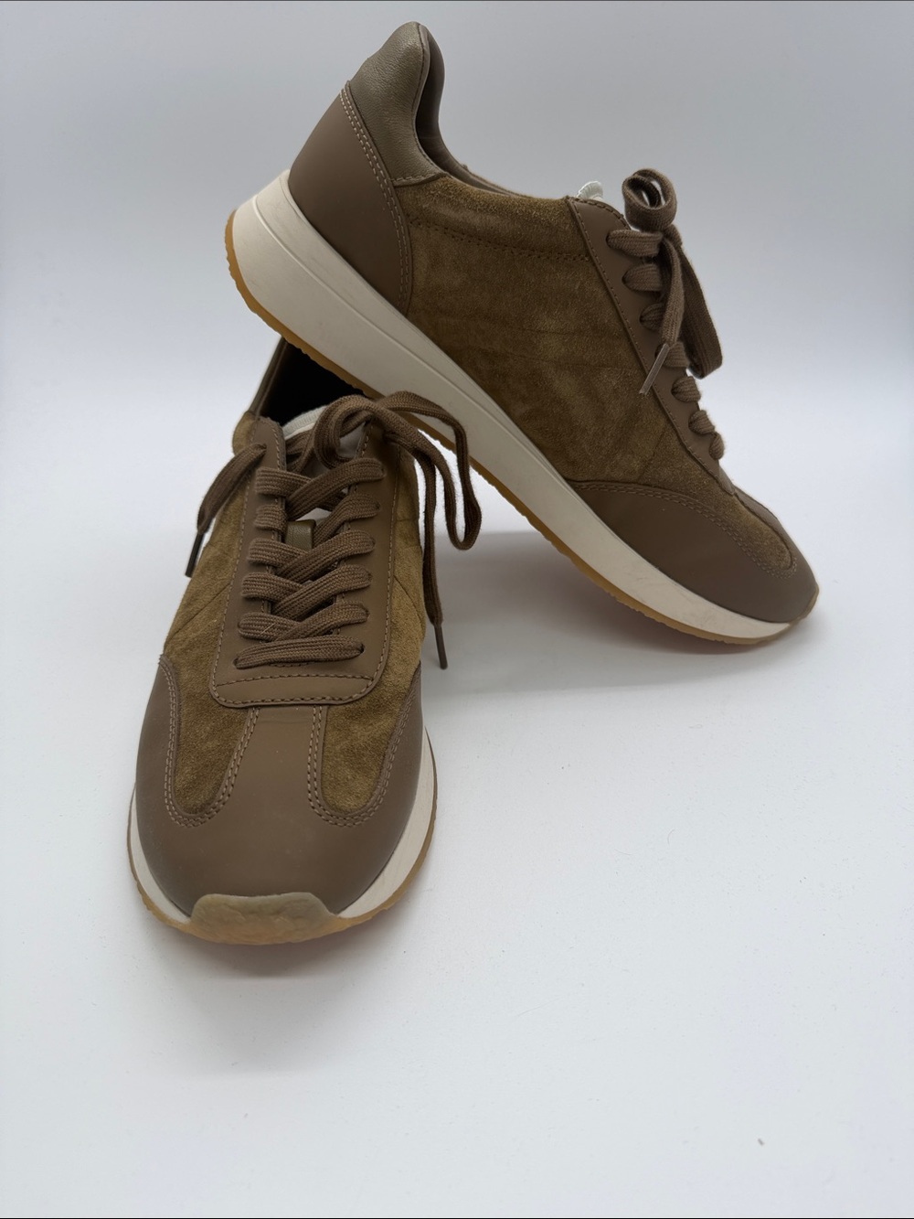 Vince Men's Casual Brown Leather & Suede Sneaker